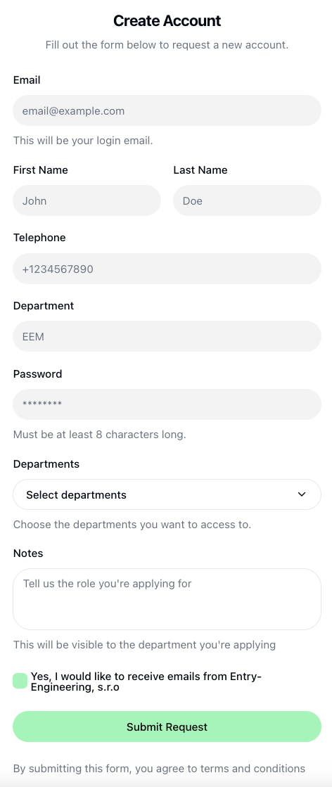 Registration form Registration form